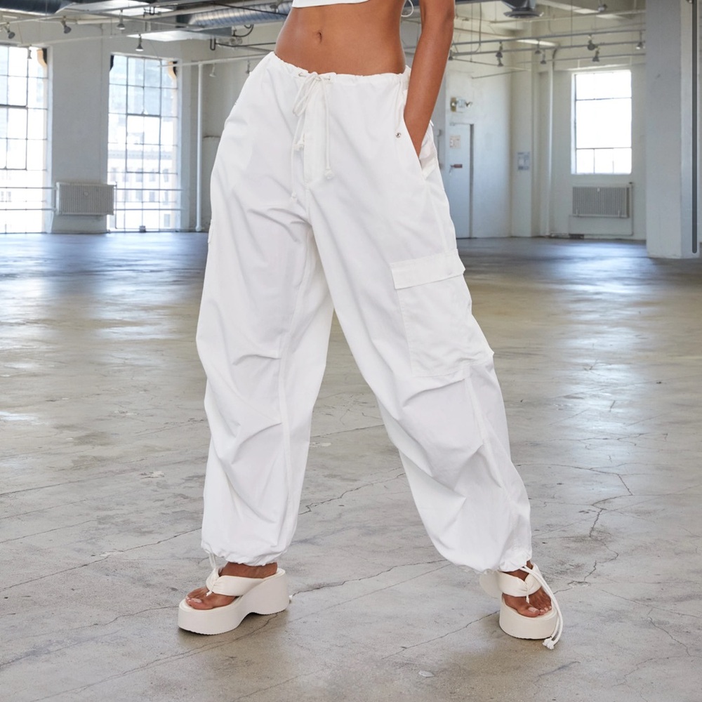 Local European White Parachute Pants *NWT*